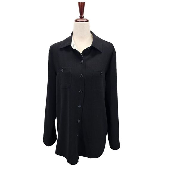 Tops - Drapers & Damons Black‎ Button Down Blouse Long Sleeve Collared Womens Medium